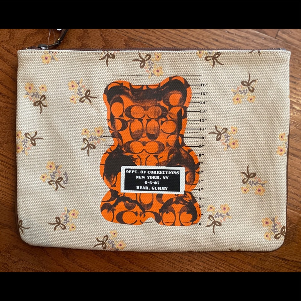 NWT Coach Canvas “large wristlet” gummy bear